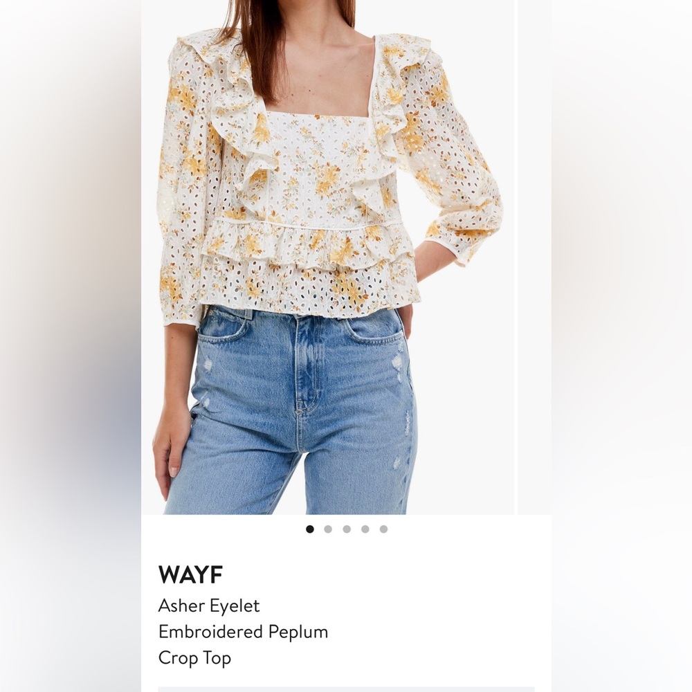 Wayf - Asher eyelet embroidered peplum crop top